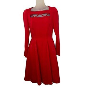 BGL Fashion Group Women's Red Dress Cut Out Neckline Long Sleeve size 4 …‎